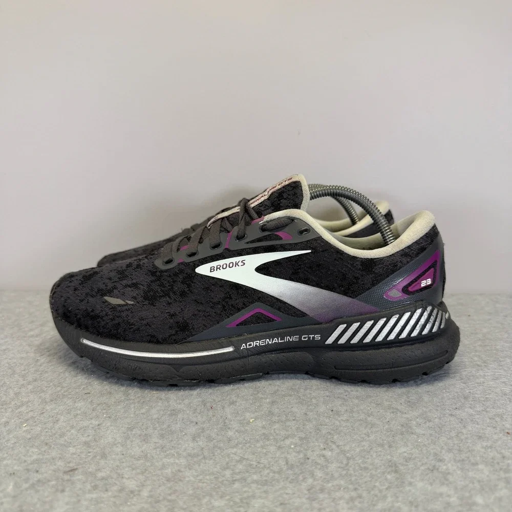 Brooks Adrenaline GTS 23 Women Shoe Size 8 Wide Black Purple Sneaker 1203811D072